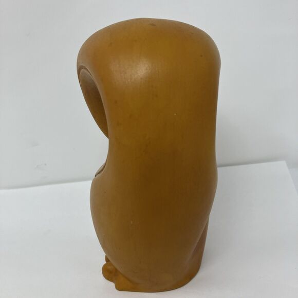 Vintage MODERN ART POTTERY OWL FIGURINE BIG OPEN EYES PAINTED Brown - Picture 11 of 15